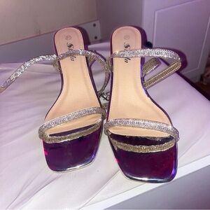 Silver glitter heels